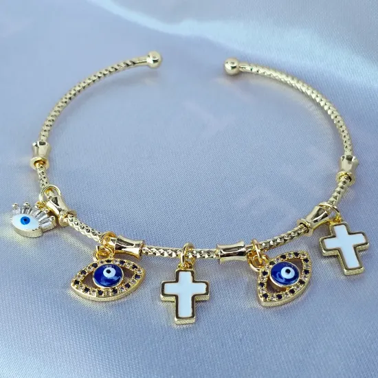 Imagen de Brazalete Semiabierto Ojos Turcos y Cruces Talla 2002