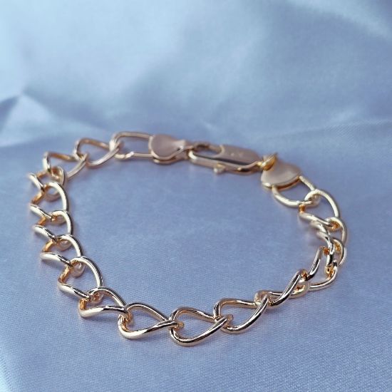 Imagen de Pulsera Eslabones Entrelazados Aros Irregulares Oro Dorado Talla 2109