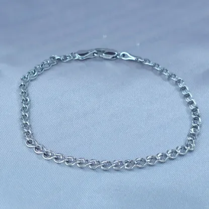 Imagen de Pulsera Tejido Lumachina o Bisel Oro Blanco Talla 1903