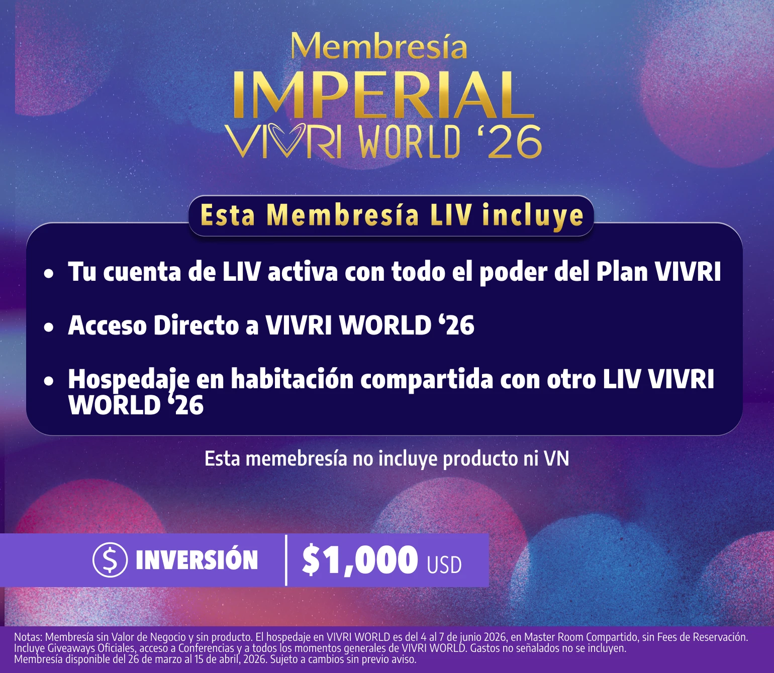Inscripcion Imperial VIVRI World26