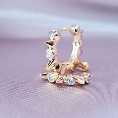 Picture of Gold Spikes and Crystal Bezels Huggie