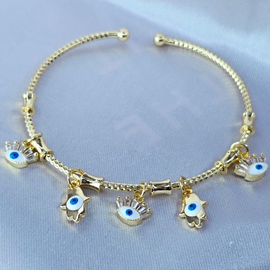 Imagen de Brazalete Hamsas y Ojitos Turcos