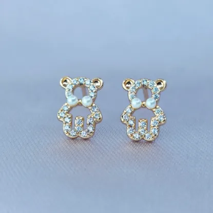 Imagen de Broquel Osito con Circonias y Perlas