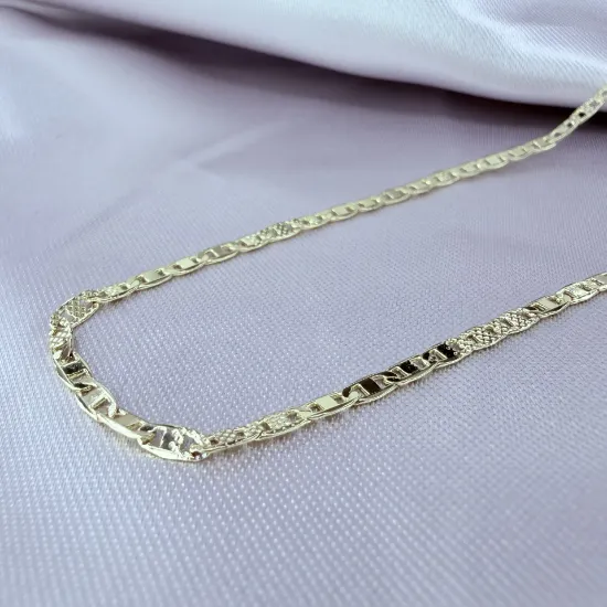 Imagen de Cadena Tipo Gucci Diamantada y Lisa Plana Oro Amarillo  6002