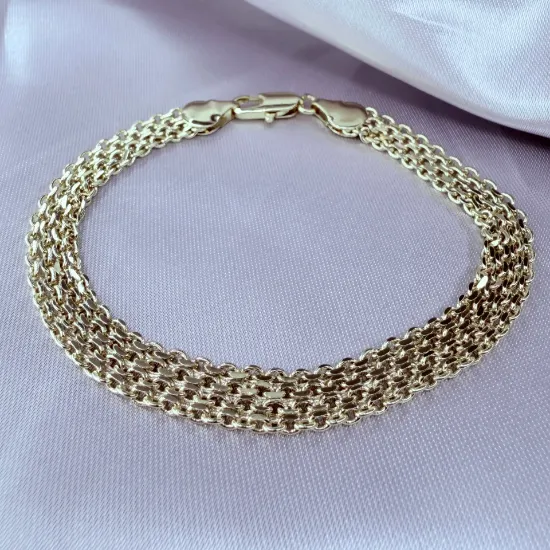 Imagen de Pulsera Tejido Chino Robusto Ancho Oro Amarillo  2008