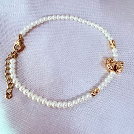 Imagen de Pulsera Moño de Oro y Perlitas