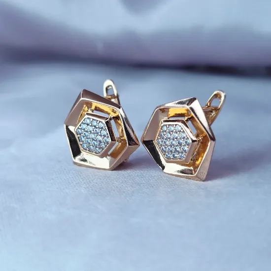Imagen de Huggie Doble Hexagonal