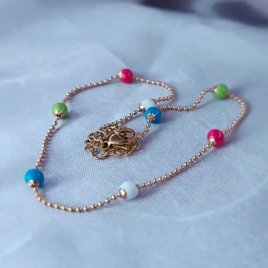 Imagen de Pulsera Tobillera Esferas Multicolor  2504