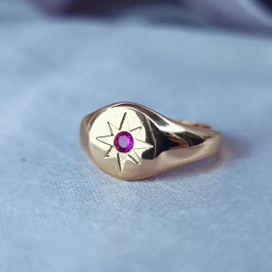 Imagen de Anillo Estrella Punto Fucsia