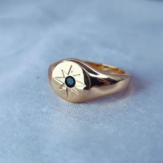 Imagen de Anillo Estrella Punto Negro