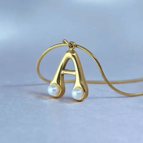Imagen de Collar Perlas Inicial A