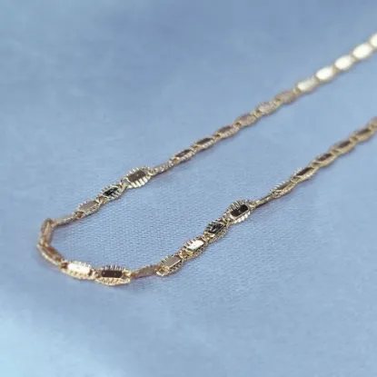 Imagen de Cadena Eslabones Diamantados Texturizados Oro Dorado Talla 6002