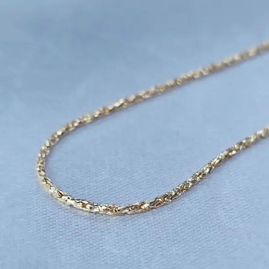 Imagen de Cadena Tejido Trigo Diamantado Oro Dorado Talla 6001