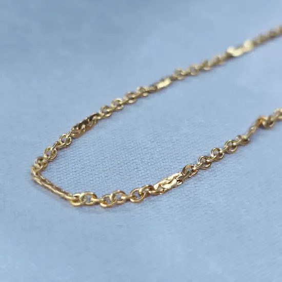 Imagen de Cadena Tejido Aros y Aros Planos Oro Dorado Talla 4502