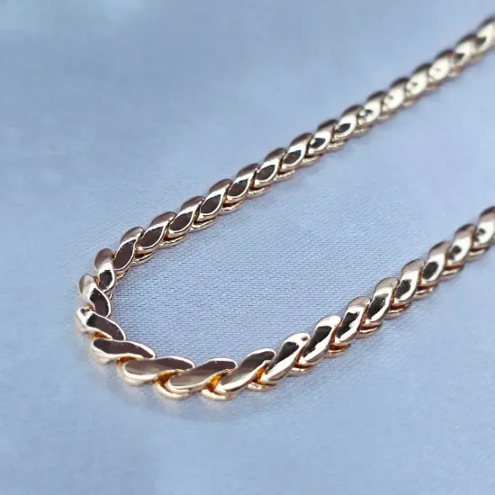 Imagen de Cadena Eslabones Trenzados Gruesos Oro Dorado Talla 5004
