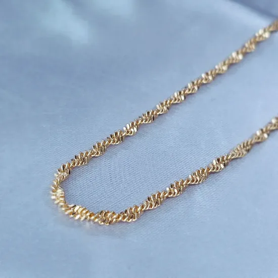 Imagen de Cadena Tejido Singapur Rectángulos Oro Dorado Talla 6003