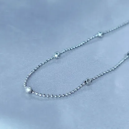 Imagen de Cadena Viviana Diamantada y Lisa Oro Blanco Talla 4502