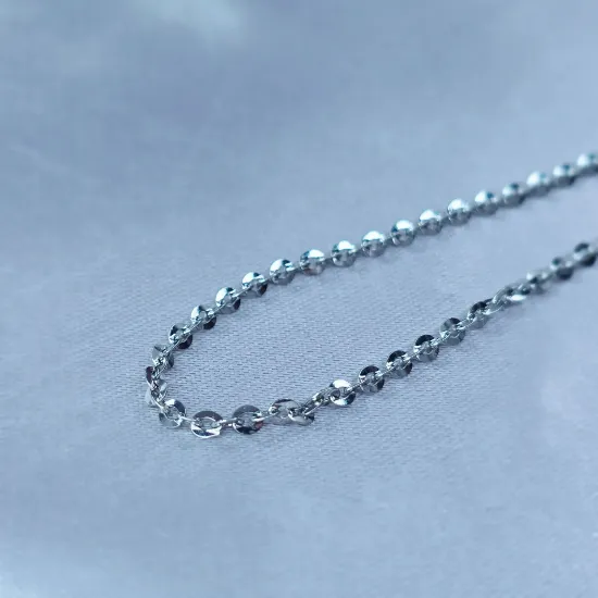 Imagen de Cadena Tejido Aros Anchos Oro Blanco Talla 4502