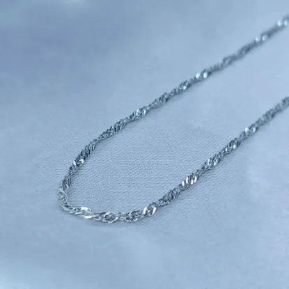 Imagen de Cadena Tejido Singapur Oro Blanco Talla 4502
