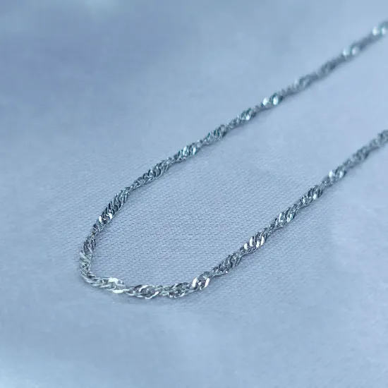 Imagen de Cadena Tejido Singapur Oro Blanco Talla 4502