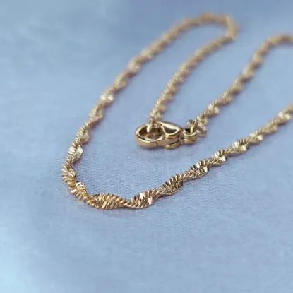 Imagen de Pulsera Tobillera Tejido Singapur Oro Dorado Talla 2603