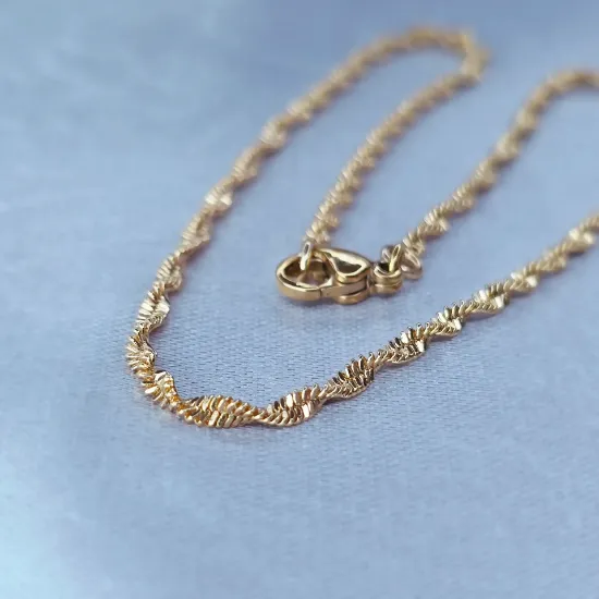 Imagen de Pulsera Tobillera Tejido Singapur Oro Dorado Talla 2603