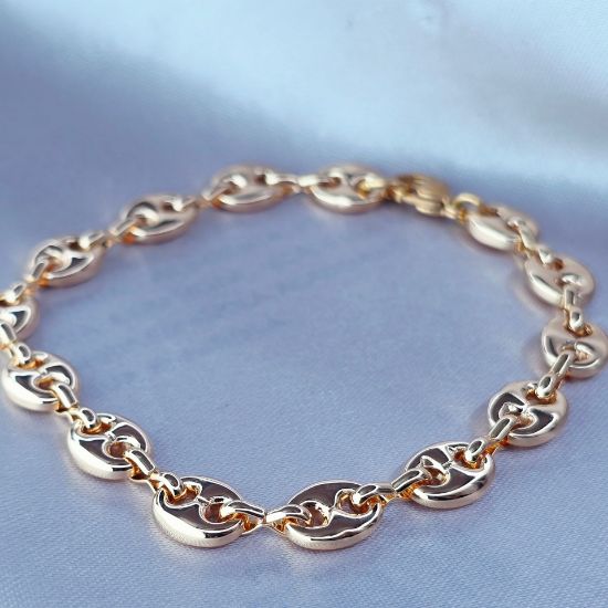 Imagen de Pulsera Tipo Gucci Liso y Grueso Oro Dorado Talla 2107