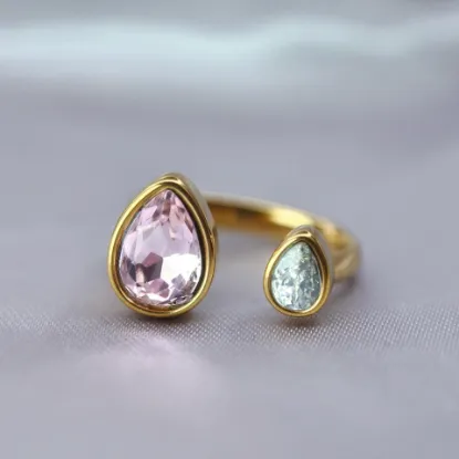 Imagen de Anillo Gota Rosa Gota Blanca  8