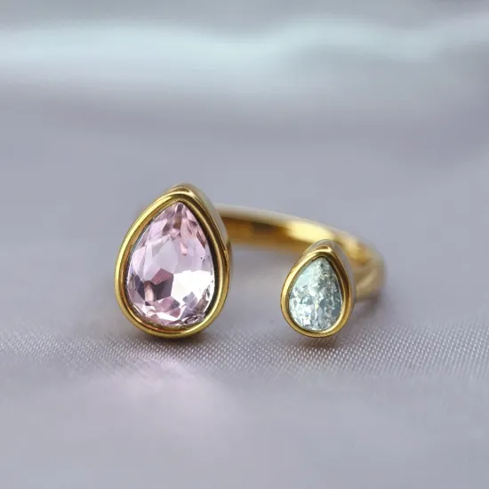 Imagen de Anillo Gota Rosa Gota Blanca  8