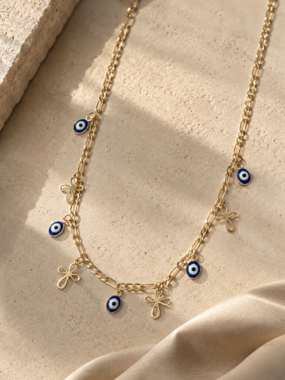 Imagen de Collar Ojos Turcos y Cruces