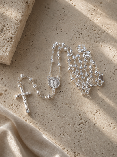 Imagen de Collar Rosario Virgen de Guadalupe Blanca