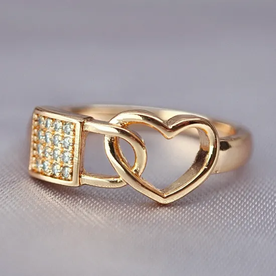 Imagen de Anillo Corazón y Candado Entrelazado