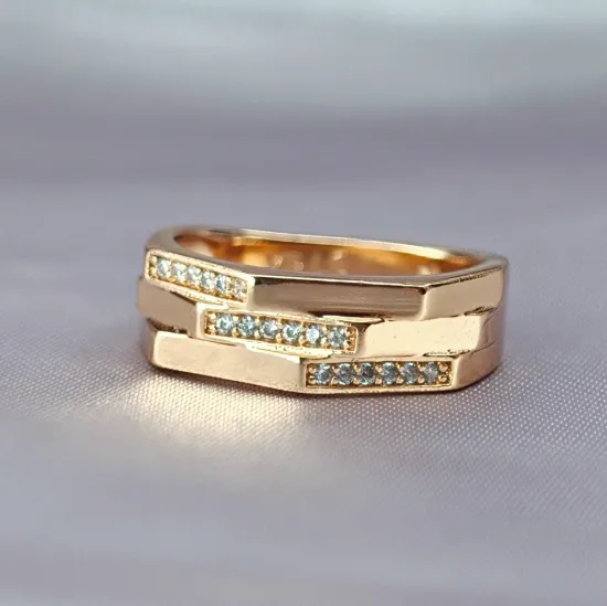 Imagen de Anillo Tabiques Oro y Circonias