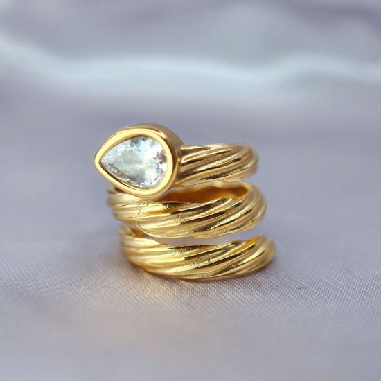 Imagen de Anillo Gran Espiral con Gota