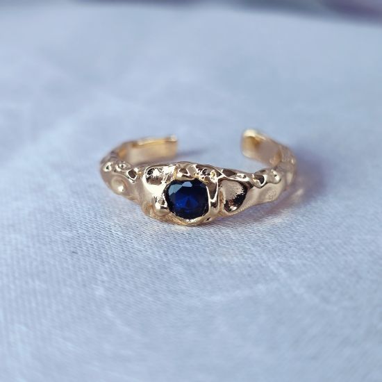 Imagen de Anillo Semiabierto Punto Azul  5