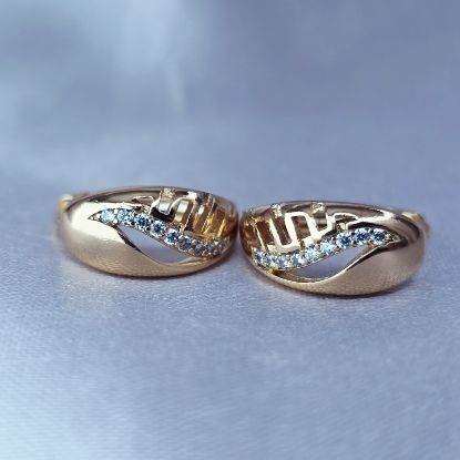 Picture of Leaf with Fretwork and Crystals Huggie