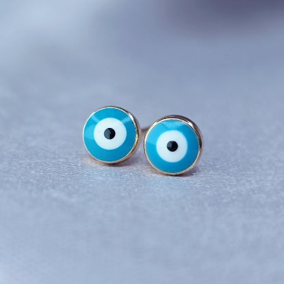 Picture of Blue Evil Eye Protection Stud Earring