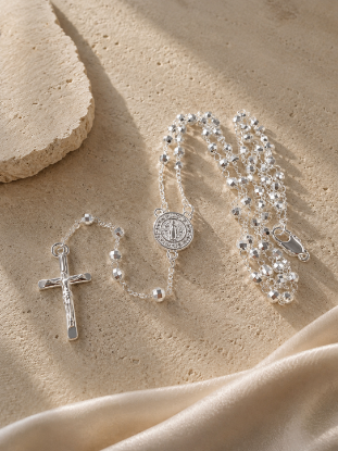 Picture of Saint Benedict Rosary Necklace with Crystals Size 5003