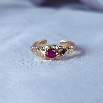 Imagen de Anillo Semiabierto Punto Fucsia