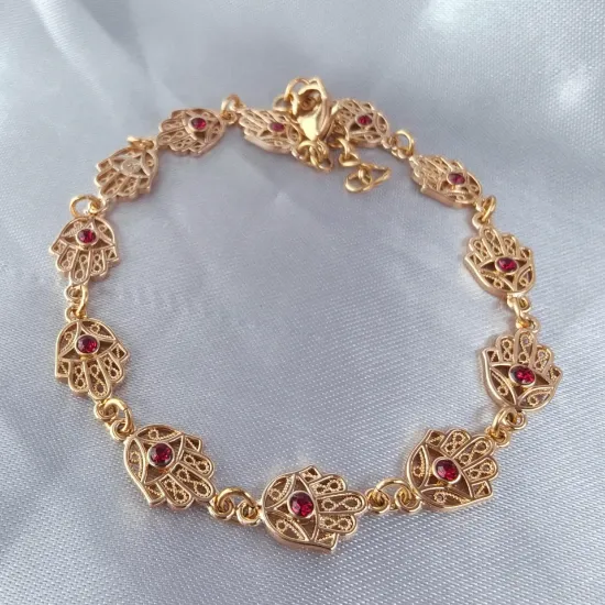 Imagen de Pulsera Hamsas Circonia Vino  2109
