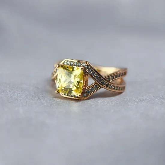 Imagen de Anillo Cuadro Amarillo Glam