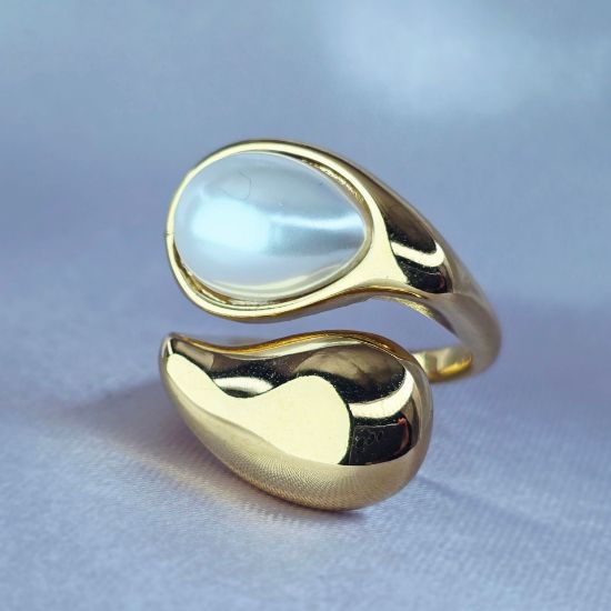 Imagen de Anillo Gota Oro Perla de Cristal