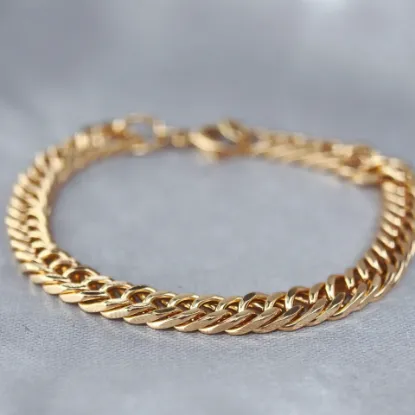 Imagen de Pulsera Tejido Barbada Cerrada Oro Dorado  1705