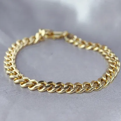 Imagen de Pulsera Tejido Barbada Cerrada Oro Amarillo  2106