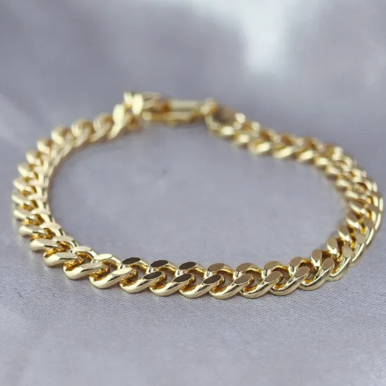 Imagen de Pulsera Tejido Barbada Cerrada Oro Amarillo  2106