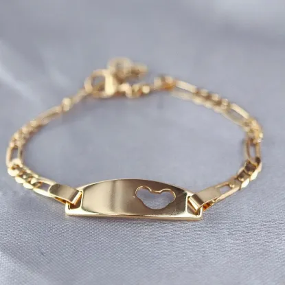 Imagen de Pulsera Esclava Kids Carita Mouse Cartier o Fígaro Oro Dorado  1703