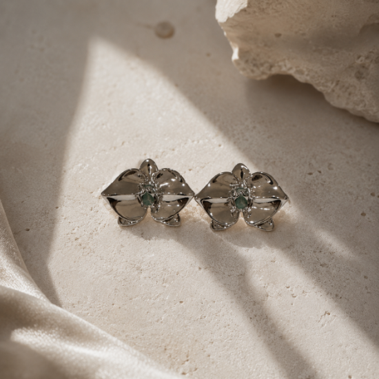 Imagen de Arete Flor Divina Circonia Menta