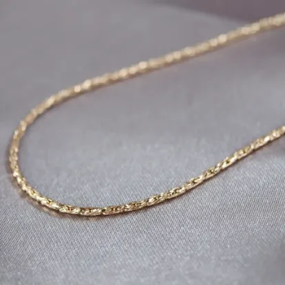 Imagen de Cadena Tejido Trigo Diamantada Rígido Oro Dorado  6001