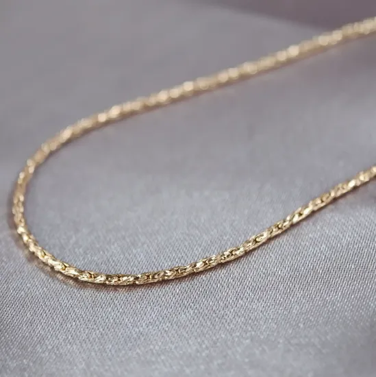 Imagen de Cadena Tejido Trigo Diamantada Rígido Oro Dorado  6001