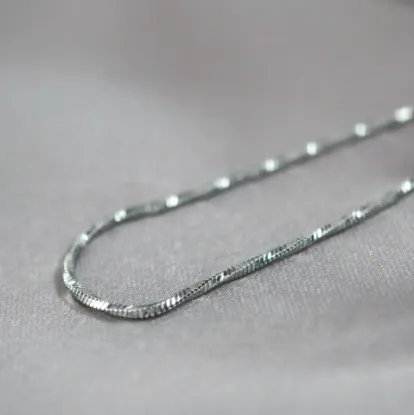 Imagen de Cadena Tejido Cola Topo o Ratón Torcido Oro Blanco  4501